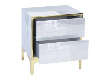 Nachttisch Monako mit geöffneten Schubladen, zeigt Innenraum