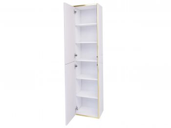 Innenansicht des Monako Hochschranks mit weißem Korpus und klassischem Scharnier