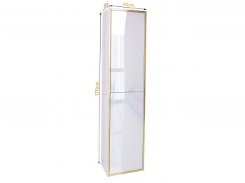 Maße des Badezimmerschranks Monako: 40cm breit, 170cm hoch, 30cm tief – Hochglanz Weiß