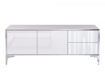 Frontalansicht des TV-Lowboards Monako mit geschlossenen Fronten in Hochglanz