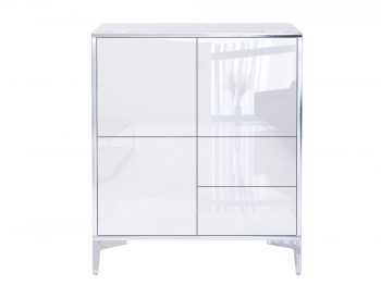 Frontalansicht der Kommode Monako mit 2 Türen und 2 Schubladen in Hochglanz