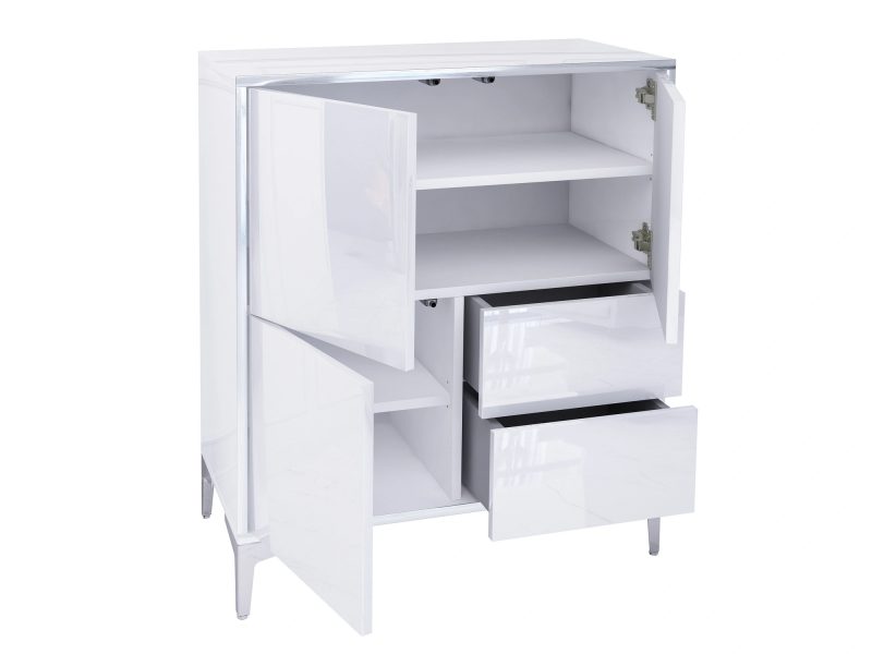 Kommode Monako geöffnet mit 2 Türen, 2 Einlegeböden und 2 Schubladen