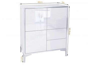 Kommode Monako mit Maßangaben: Breite 80cm, Höhe 93,5cm, Tiefe 40cm