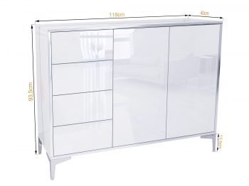 Kommode Monako mit Maßangaben: Breite 118cm, Höhe 93,5cm, Tiefe 40cm