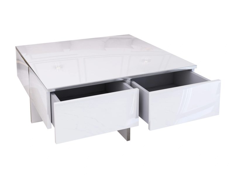 Couchtisch Monako geöffnet mit vier Schubladen für praktischen Stauraum