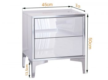 Maßzeichnung des Nachttischs Monako mit 45x50x36 cm, freigestellt mit Bemaßung