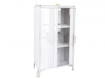 Maßzeichnung der Vitrine Monako mit 80x143,5x40 cm, freigestellt auf weißem Hintergrund