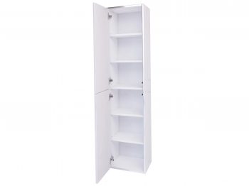 Geöffneter Badezimmerschrank Monako mit symmetrisch angeordneten Einlegeböden