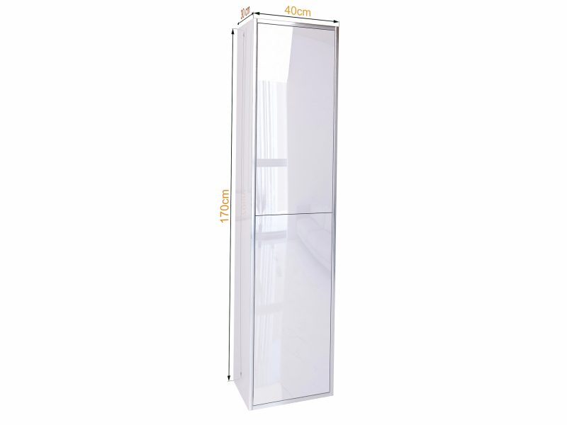 Badezimmerschrank Monako 170cm Weiß Hochglanz mit eingezeichneten Maßen 40×170×30 cm