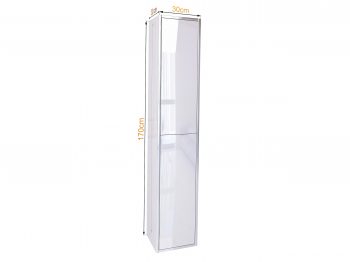 Weißer Hängeschrank Monako 30cm mit Maßangaben: 30×170×30 cm in Hochglanzausführung