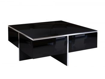 Couchtisch Monako Schwarz Hochglanz – Seitenansicht mit Push-to-Open-Schubladen