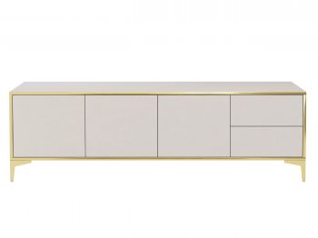 Produktansicht TV-Lowboard Monako 180cm in Kaschmir Matt mit goldener Umrahmung von vorne