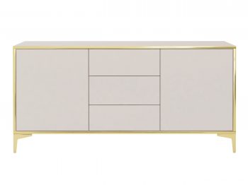 Produktansicht Kommode Monako 154cm in Kaschmir Matt mit goldener Umrahmung von vorne