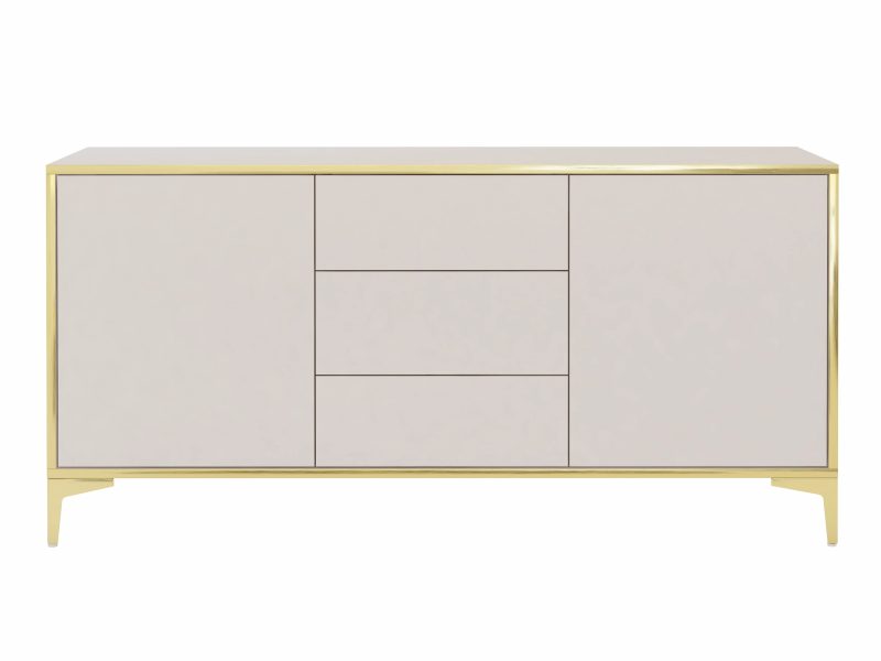 Produktansicht Kommode Monako 154cm in Kaschmir Matt mit goldener Umrahmung von vorne