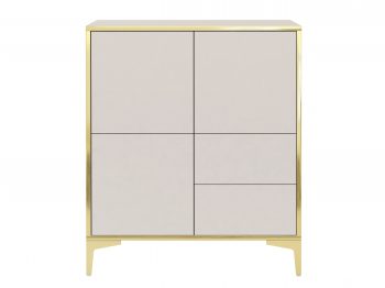 Produktansicht Kommode Monako 80cm in Kaschmir Matt mit goldener Umrahmung von vorne