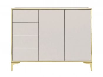 Produktansicht Kommode Monako 118cm Kaschmir Matt mit goldener Umrahmung von vorne