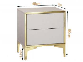 Nachttisch Monako mit Maßen 45x36x50 cm – Kaschmir Matt mit goldenen Details