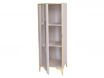 Vitrine Monako 50x40x143,5 cm mit Glasfront und goldenen Akzenten – schräge Ansicht