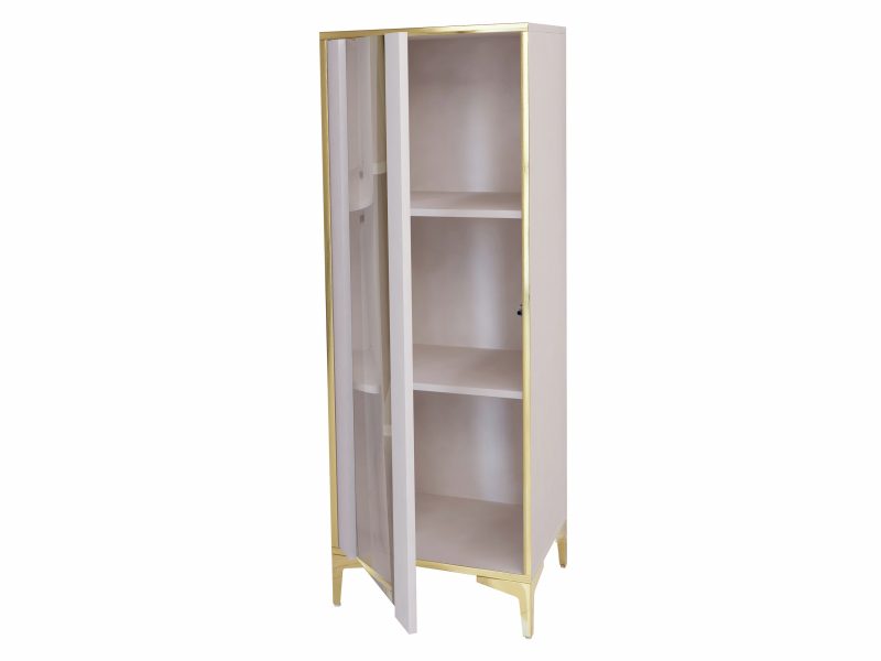 Vitrine Monako 50x40x143,5 cm mit Glasfront und goldenen Akzenten – schräge Ansicht