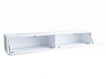 Innenansicht des TV-Lowboards Galizia 180cm mit 2 Türen geöffnet und zwei Fächern.