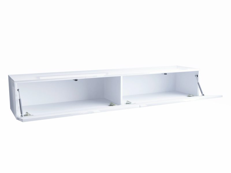 Innenansicht des TV-Lowboards Galizia 180cm mit 2 Türen geöffnet und zwei Fächern.