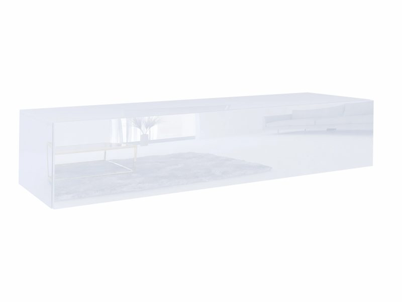 Seitenansicht freigestellt des TV-Lowboards Galizia 140cm Weiß Hochglanz.