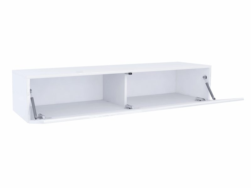 Innenansicht des TV-Lowboards Galizia 140cm mit geöffneten 2 Türen und Stauraum.