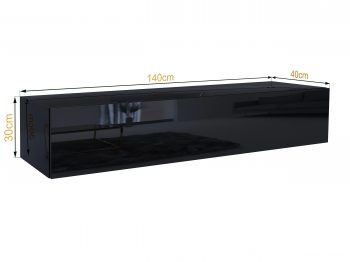 TV-Lowboard Galizia Schwarz Hochglanz mit Maßangaben 140 × 30 × 40 cm