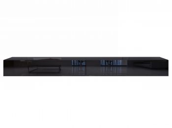 Frontalansicht TV-Lowboard Galizia 280cm Schwarz Hochglanz, minimalistisches modernes Design