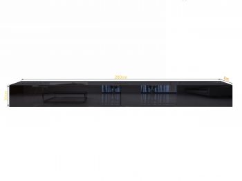 TV-Lowboard Galizia 280cm Schwarz Hochglanz mit Maßangaben 280 × 30 × 40 cm