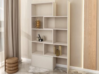 Regal Diadema in Kaschmir Matt im modernen Wohnzimmer mit Dekoration.