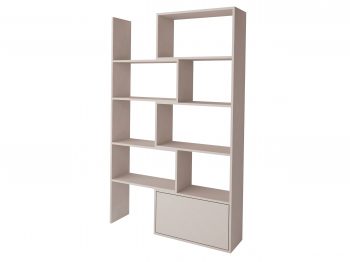 Regal Diadema 130cm Kaschmir Matt mit asymmetrischen Ablagen, freigestellt.