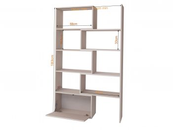 Regal Diadema Kaschmir Matt mit Maßen 130×183×29 cm und markierten Ablagen.