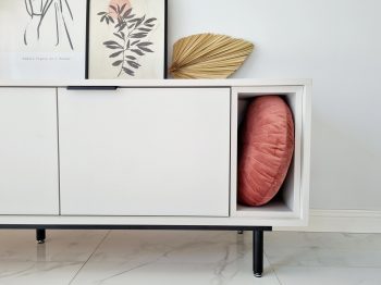 TV-Lowboard Cala Weiß Matt 175cm, Detailaufnahme des seitlichen offenen Fachs