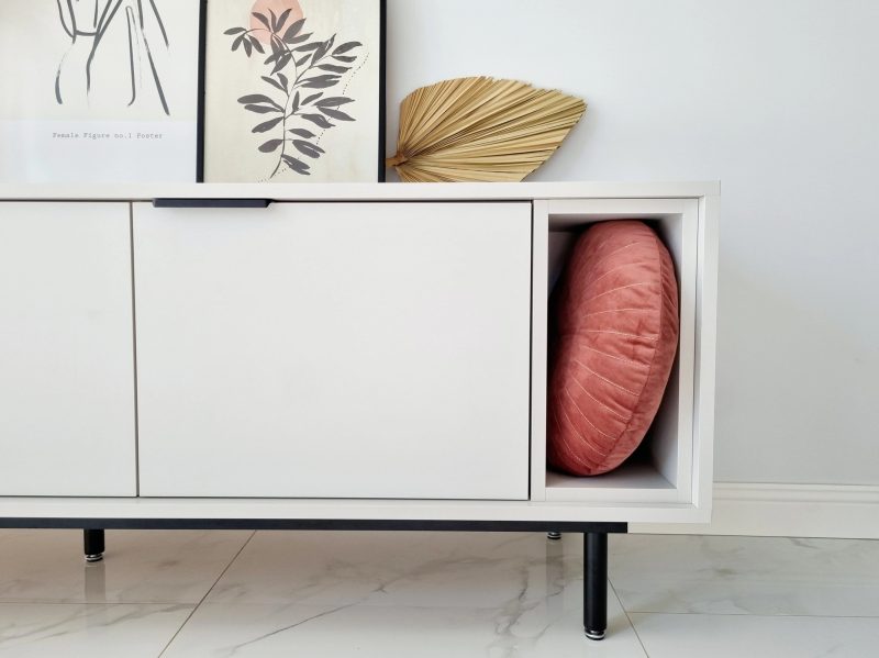 TV-Lowboard Cala Weiß Matt 175cm, Detailaufnahme des seitlichen offenen Fachs