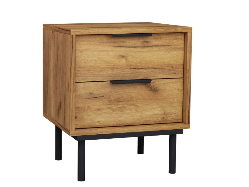 Nachttisch Cala 45cm Eiche Craft Gold Matt, schräge Ansicht von rechts.