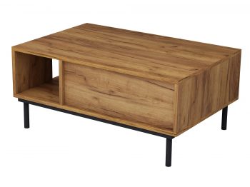 Couchtisch Cala 90×60cm Eiche Craft Gold Matt, Ansicht von hinten mit Ablagefläche.