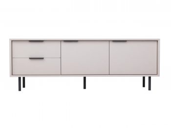 Frontansicht der Kommode Cala 154cm in Kaschmir Matt mit 2 Schubladen und 2 Türen.