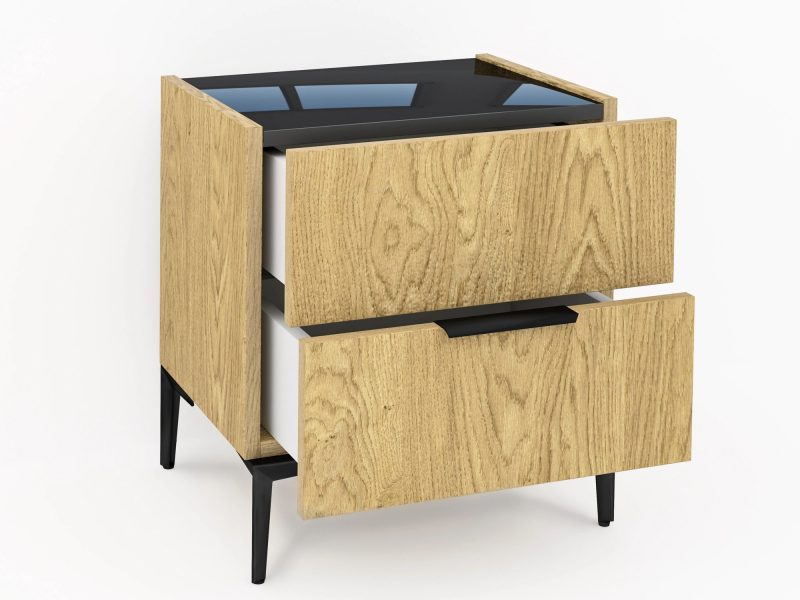 Nachttisch Pari 45cm mit geöffneten Schubladen in moderner Ausführung