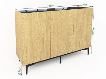 Kommode Pari 135cm mit Maßen 135 × 91,5 × 40 cm in Eiche Natur Dune