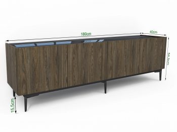 TV-Lowboard Pari 180cm Eiche Windmill Nature mit Maßangaben Breite 180cm, Höhe 54,5cm, Tiefe 40cm