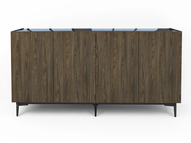 Kommode Pari 180cm Eiche Windmill Nature mit schwarzer Hochglanzplatte, Frontansicht