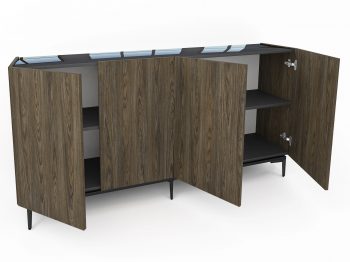 Geöffnete Kommode Pari 180cm mit vier Türen und Stauraum im Inneren