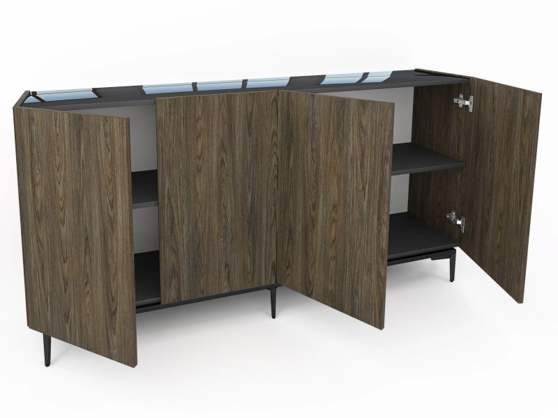 Geöffnete Kommode Pari 180cm mit vier Türen und Stauraum im Inneren