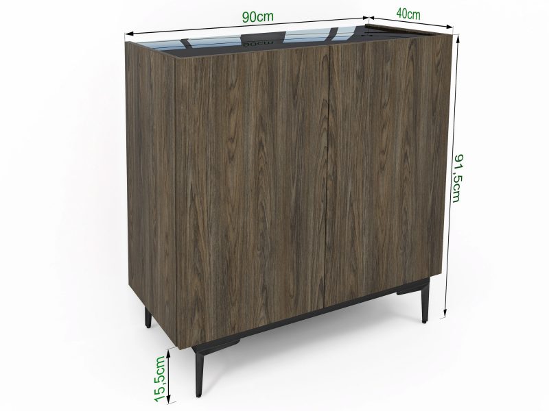 Kommode Pari 90cm Eiche Windmill Nature mit Maßangaben Breite 90cm, Höhe 91,5cm, Tiefe 40cm