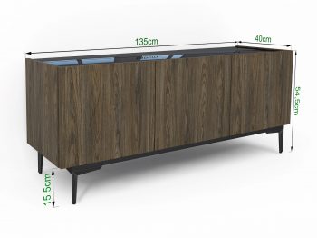 TV-Lowboard Pari 135cm Eiche Windmill Nature mit Maßangaben Breite 135cm, Höhe 54,5cm, Tiefe 40cm