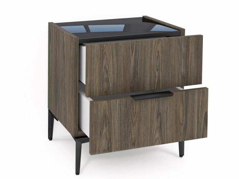 Geöffneter Nachttisch Pari 45cm mit zwei Schubladen, eine grifflos, eine mit klassischem Griff