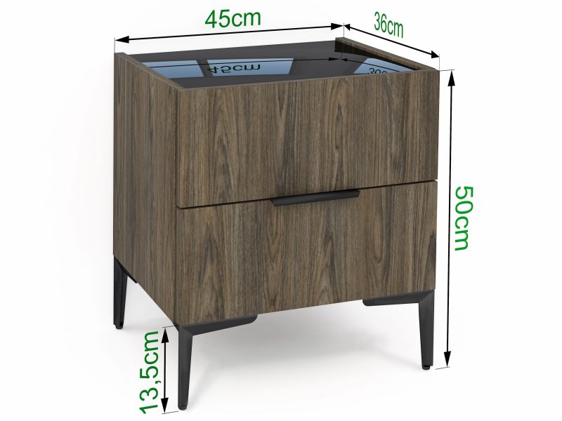 Nachttisch Pari 45cm Eiche Windmill Nature mit Maßangaben Breite 45cm, Höhe 50cm, Tiefe 36cm