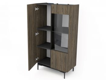 Geöffnete Vitrine Pari 80cm mit Einlegeböden und Glasfach