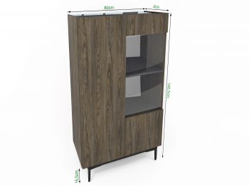 Vitrine Pari 80cm mit Maßangaben (80 × 145,5 × 40 cm)